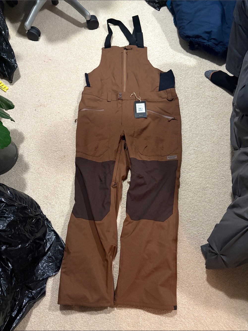 NWT XL Burton reserve bib snow pants brown